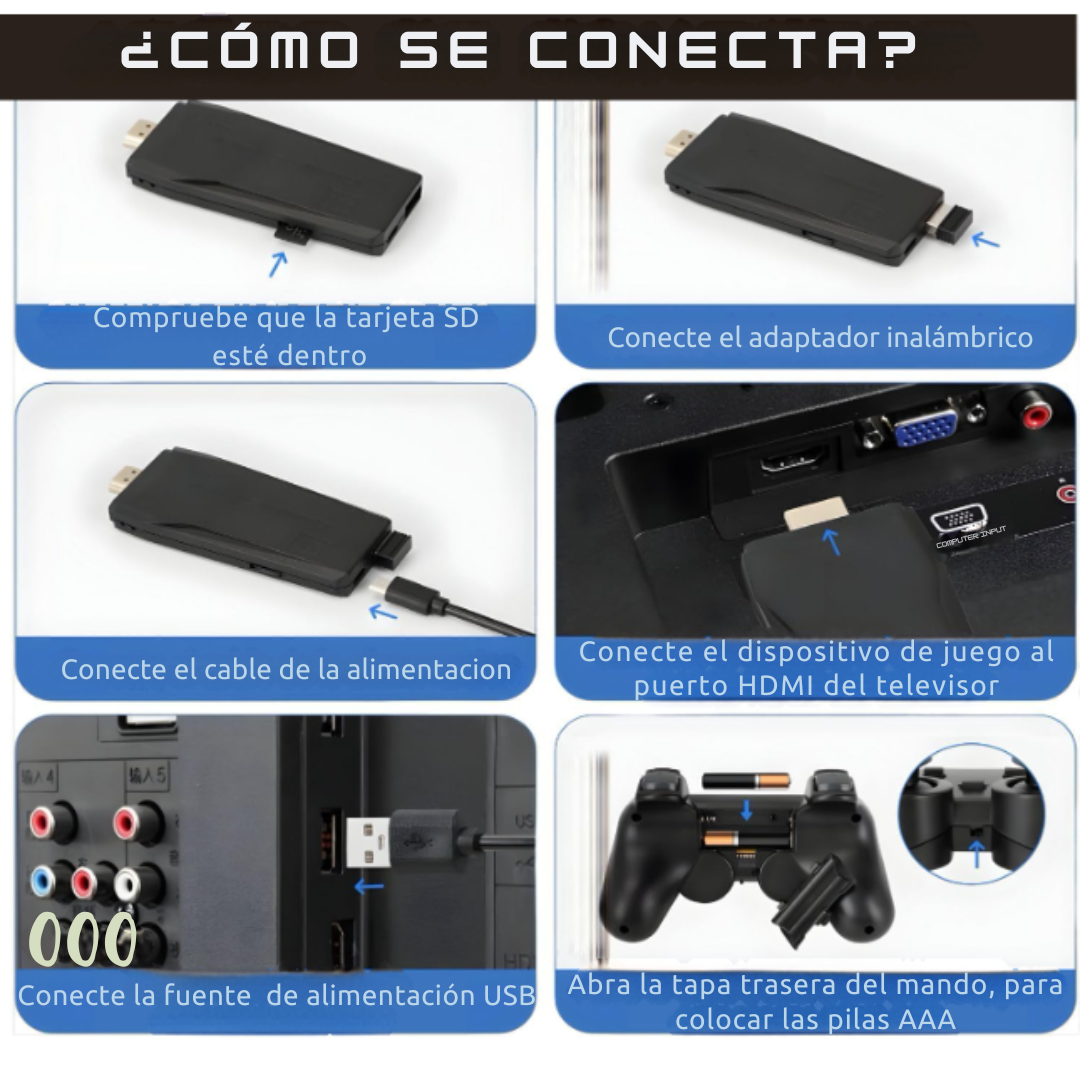 VideoConsola INALÁMBRICA Retro + 2 mandos GRATIS + 10.000 juegos